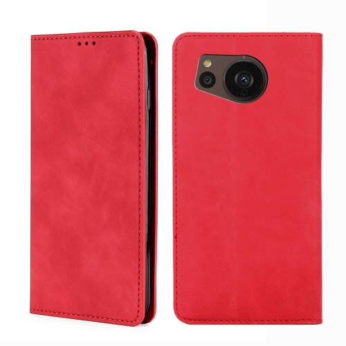 

For Sharp Aquos sense7 Plus Skin Feel Magnetic Horizontal Flip Leather Phone Case(Red)