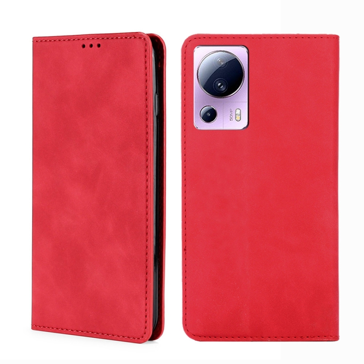 

For Xiaomi Civi 2 5G Skin Feel Magnetic Horizontal Flip Leather Phone Case(Red)