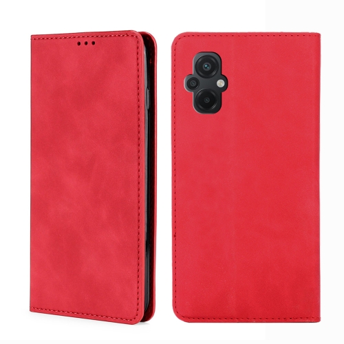 

For Xiaomi Poco M5 4G Skin Feel Magnetic Horizontal Flip Leather Phone Case(Red)