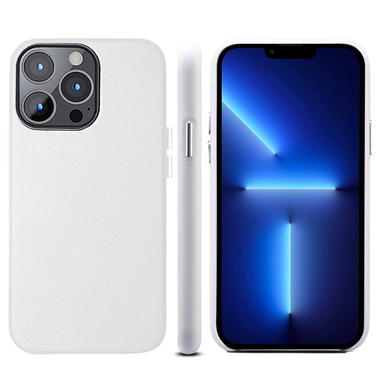 

For iPhone 13 Pro Lamb Grain PU Back Cover Phone Case(White)