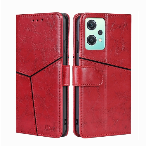 

For OPPO K10x 5G Geometric Stitching Horizontal Flip Leather Phone Case(Red)