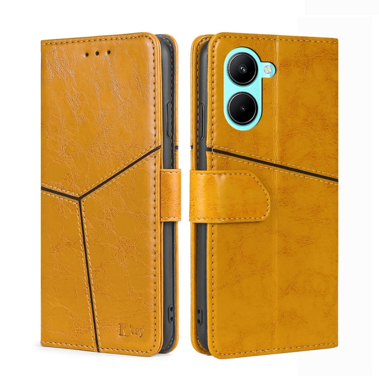 

For Realme C33 4G Geometric Stitching Horizontal Flip Leather Phone Case(Yellow)