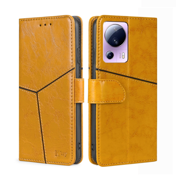 

For Xiaomi Civi 2 5G Geometric Stitching Horizontal Flip Leather Phone Case(Yellow)