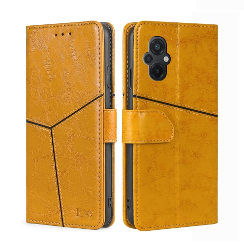 

For Xiaomi Poco M5 4G Geometric Stitching Horizontal Flip Leather Phone Case(Yellow)