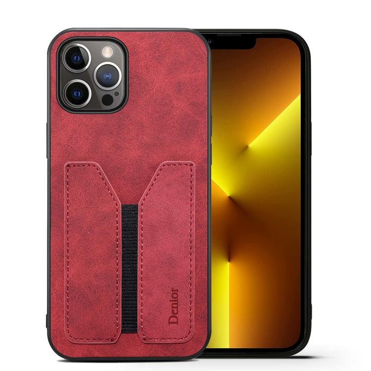 

For iPhone 13 Pro Max Denior DV Elastic Card PU Back Cover Phone Case(Red)