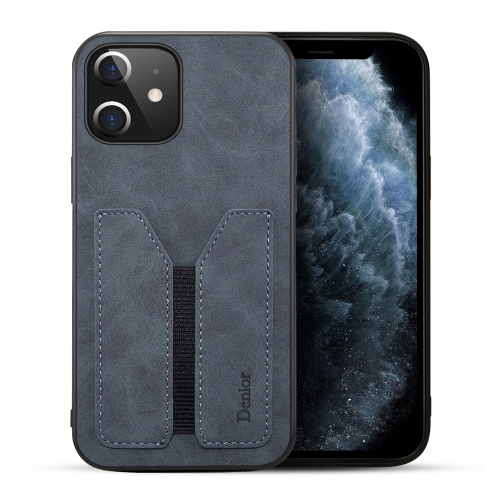

For iPhone 12 mini Denior DV Elastic Card PU Back Cover Phone Case(Grey)