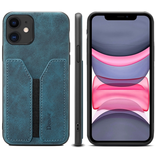 

For iPhone 11 Denior DV Elastic Card PU Back Cover Phone Case(Blue)