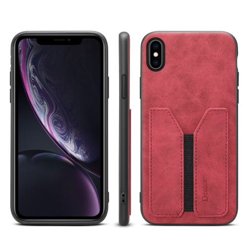 

For iPhone XR Denior DV Elastic Card PU Back Cover Phone Case(Red)