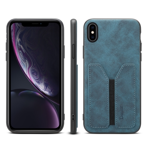 

For iPhone XS Max Denior DV Elastic Card PU Back Cover Phone Case(Blue)