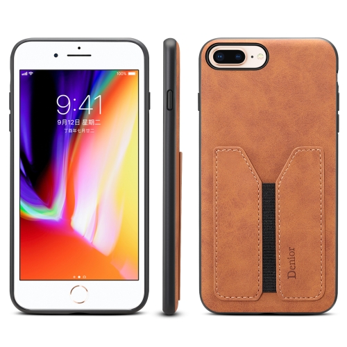 

For iPhone 7 Plus / 8 Plus Denior DV Elastic Card PU Back Cover Phone Case(Brown)