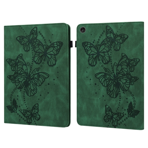 

For Lenovo Tab M10 3rd Gen Embossed Butterfly Pattern Leather Tablet Case(Green)