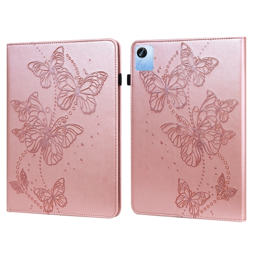 

For Realme Pad X Embossed Butterfly Pattern Leather Tablet Case(Pink)