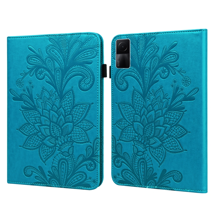 

For Xiaomi Redmi Pad 10.61 Lace Flower Embossing Pattern Leather Tablet Case(Blue)