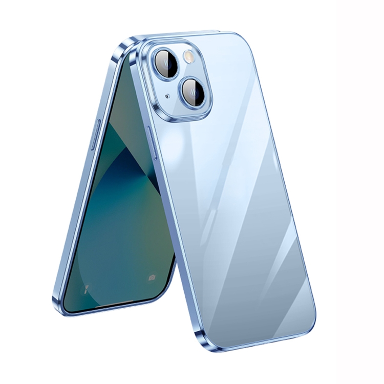 

For iPhone 14 SULADA Lens Protector Plated Clear Case(Sierra Blue)