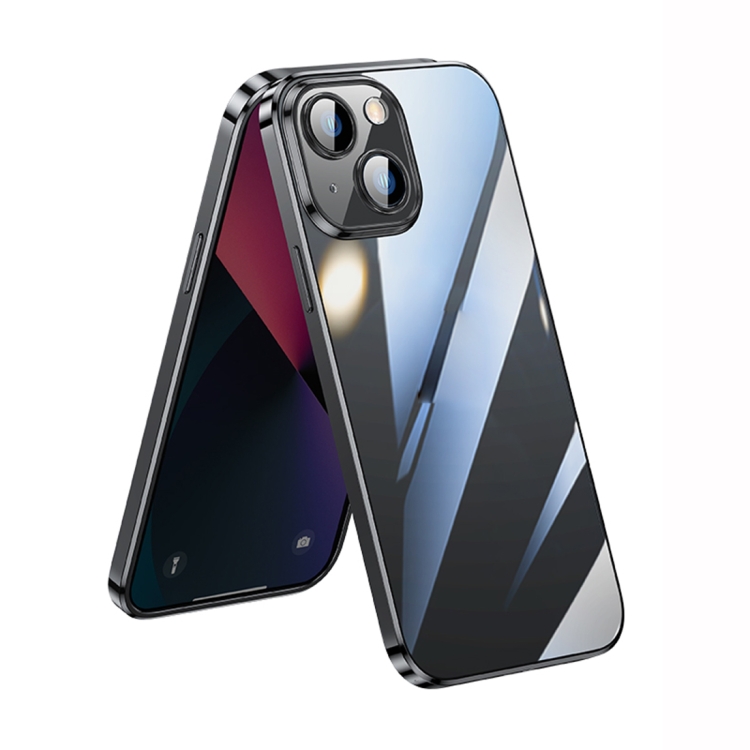 

For iPhone 14 Plus SULADA Lens Protector Plated Clear Case(Black)
