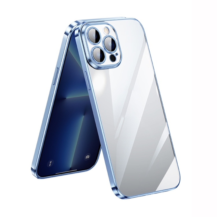 

For iPhone 14 Pro Max SULADA Lens Protector Plated Clear Case(Sierra Blue)