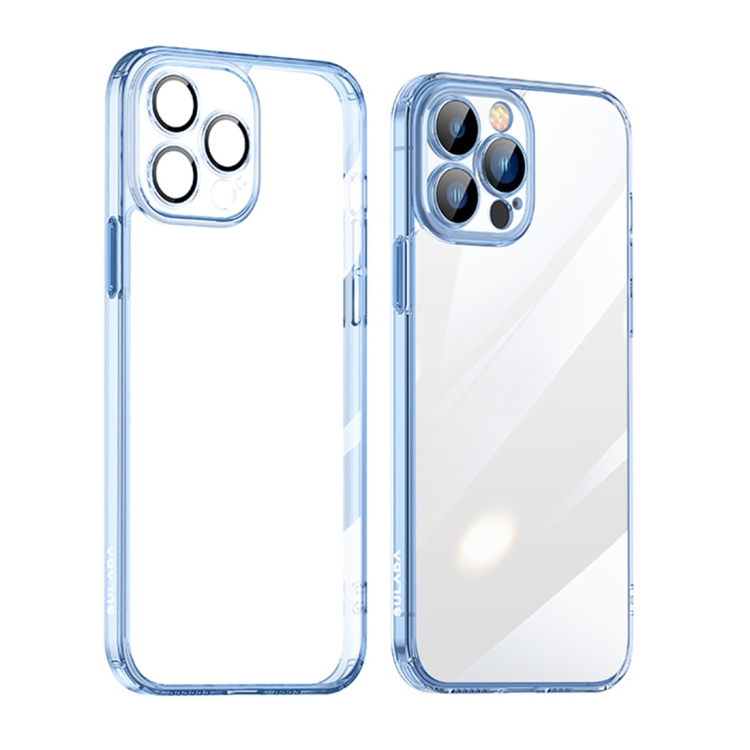 

For iPhone 14 Pro Max SULADA Crystal Steel Series TPU Transparent Phone Case(Blue)