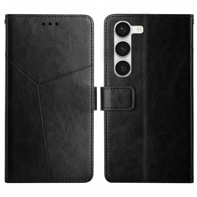 

For Samsung Galaxy S23+ 5G HT01 Y-shaped Pattern Flip Leather Phone Case(Black))