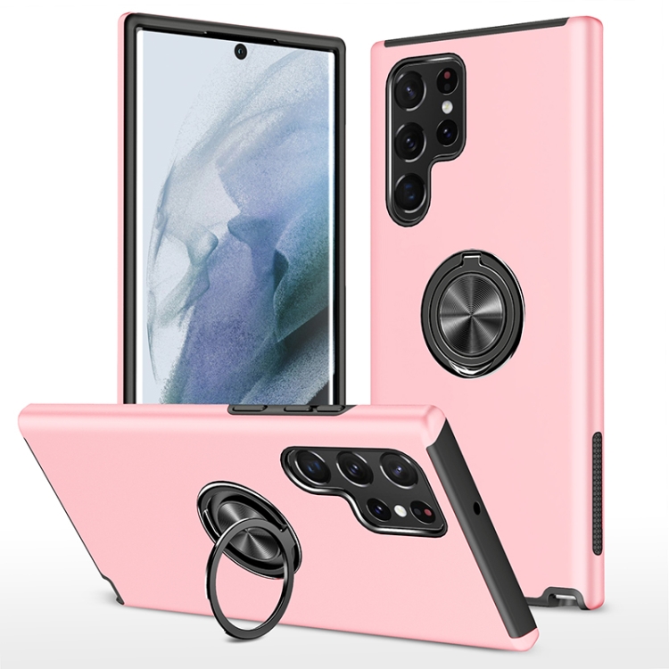 

For Samsung Galaxy S23 Ultra 5G PC + TPU Magnetic Phone Case with Invisible Ring Holder(Rose Gold)