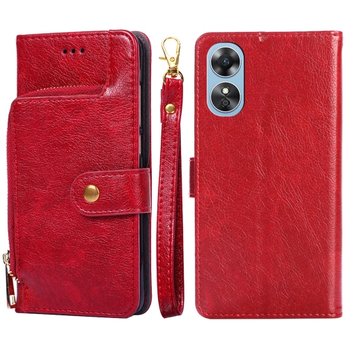 

For OPPO A17 Zipper Bag Leather Phone Case(Red)