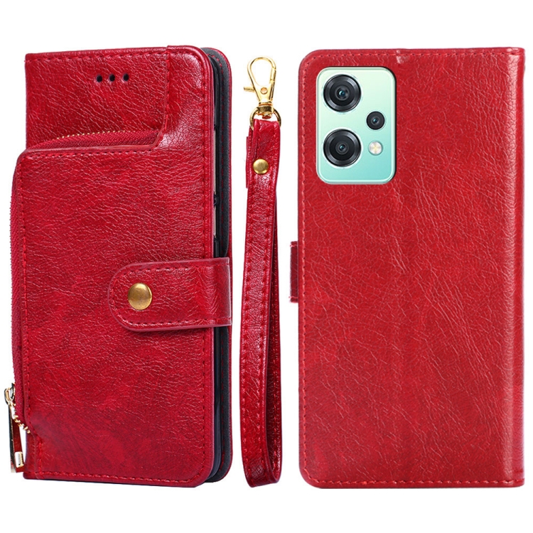 

For OPPO K10x 5G Zipper Bag Leather Phone Case(Red)