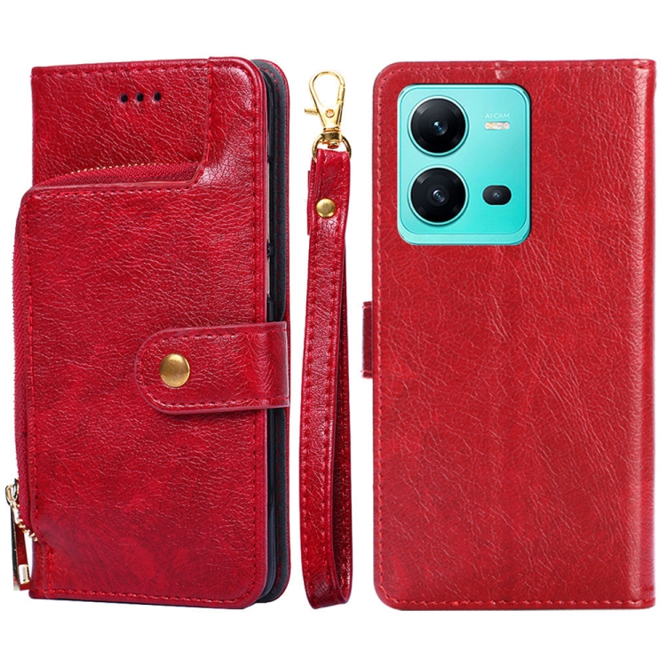 

For vivo V25 5G/V25e 5G Zipper Bag Leather Phone Case(Red)