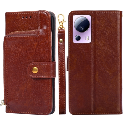 

For Xiaomi Civi 2 5G Zipper Bag Leather Phone Case(Brown)