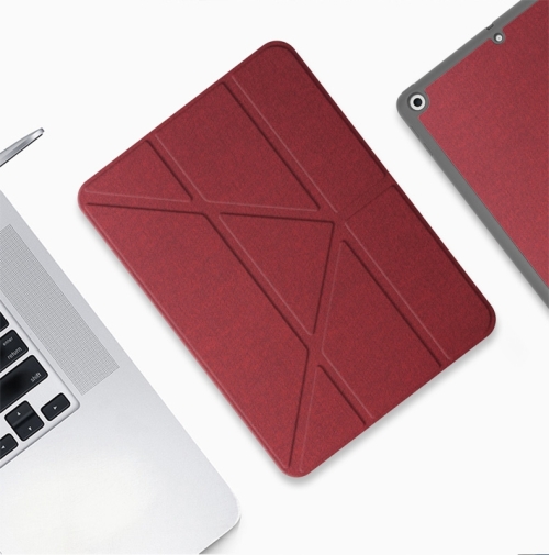 

For iPad 10th Gen 10.9 2022 Mutural Multi-fold Smart Leather Tablet Case(Red)