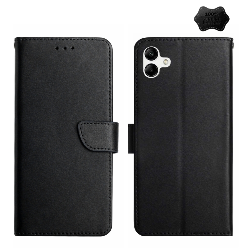 

For Samsung Galaxy A04E Genuine Leather Fingerprint-proof Flip Phone Case(Black)