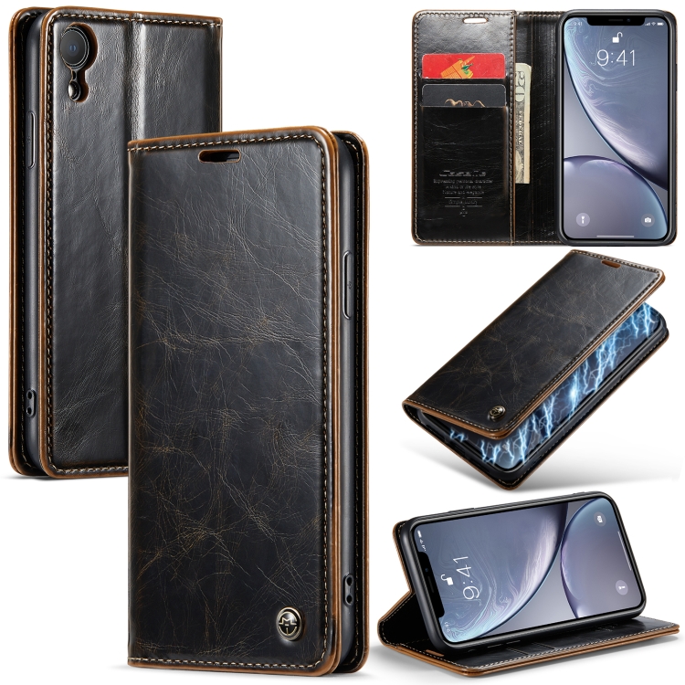

For iPhone XR CaseMe 003 Crazy Horse Texture Leather Phone Case(Coffee)
