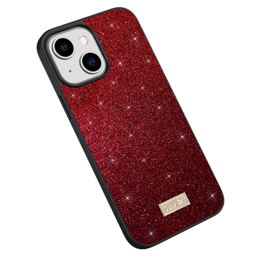 

For iPhone 14 SULADA PC+TPU Leather Glitter Phone Case(Red)