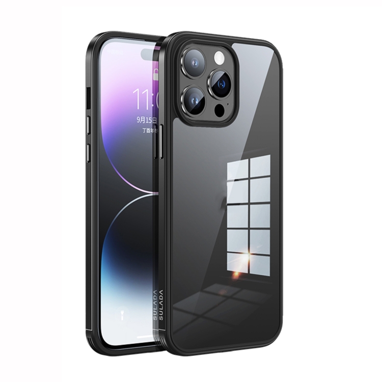 

For iPhone 14 Pro Max SULADA Metal Frame + Nano Glass + TPU Phone Case(Black)