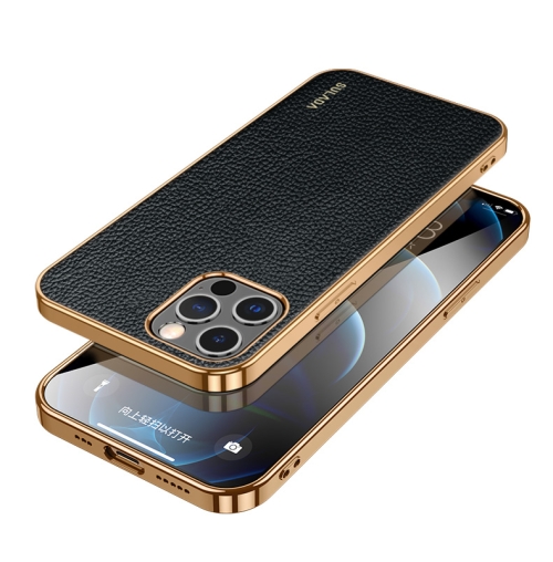 

For iPhone 14 Pro SULADA Shockproof TPU + Handmade Leather Phone Case(Black)