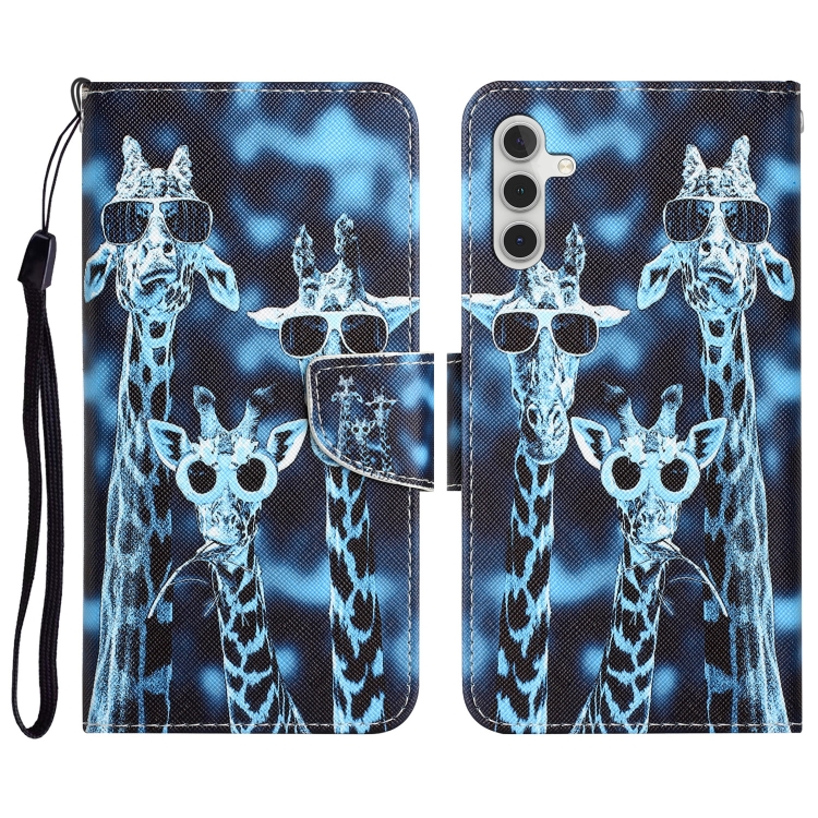 

For Samsung Galaxy A14 5G Colored Drawing Leather Phone Case(Giraffes)