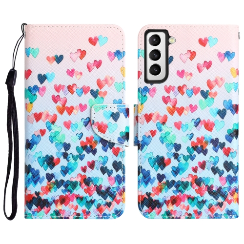 

For Samsung Galaxy S23+ 5G Colored Drawing Leather Phone Case(Heart)