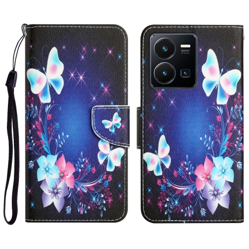 

For vivo Y22s Colored Drawing Leather Phone Case(Butterfly)