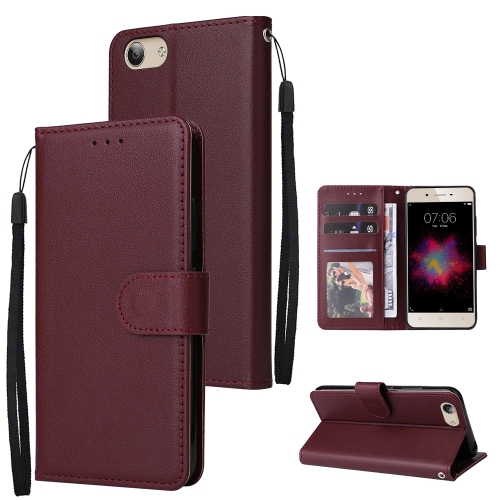 

For vivo Y53 Multifunctional Horizontal Flip Leather Case with Three Card Slot(Wine Red)