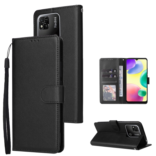 

For Xiaomi Redmi 10C Multifunctional Horizontal Flip Leather Case with Three Card Slot(Black)
