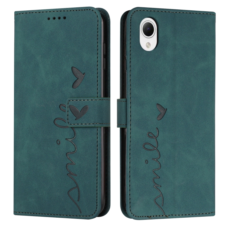 

For Samsung Galaxy A23e Skin Feel Heart Pattern Leather Phone Case(Green)