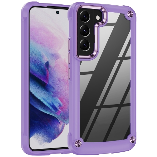 

For Samsung Galaxy S23 5G Soft TPU Clear PC Shockproof Phone Case(Purple)
