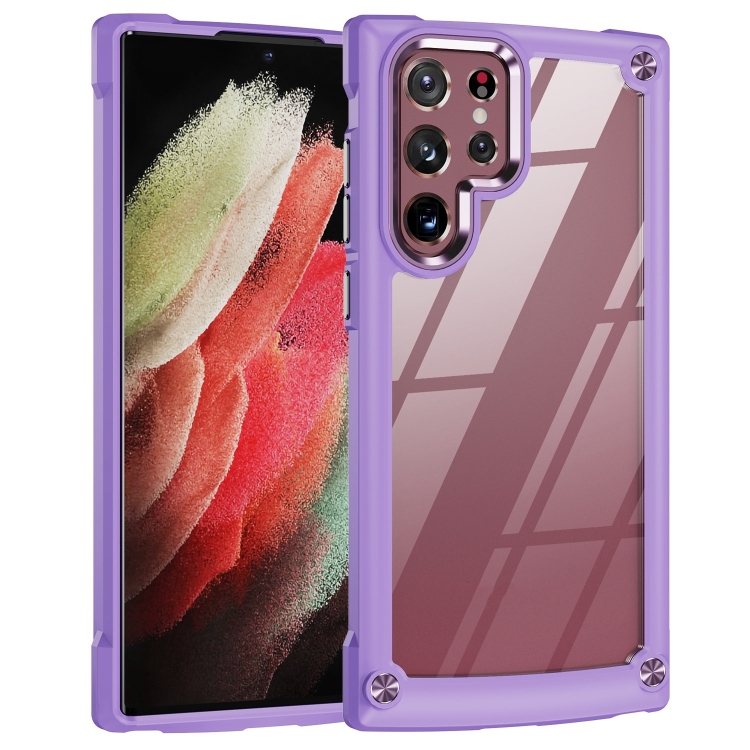 

For Samsung Galaxy S23 Ultra 5G Soft TPU Clear PC Shockproof Phone Case(Purple)