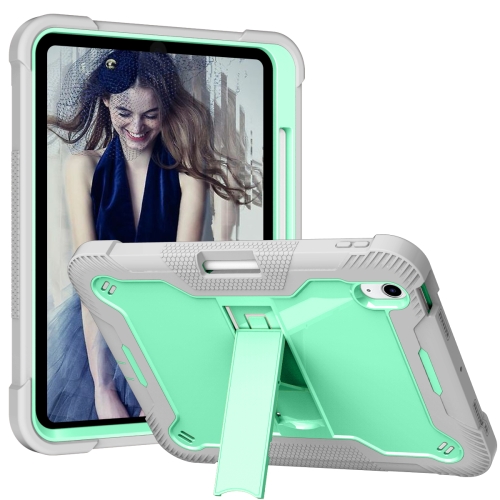 

For iPad 10th Gen 10.9 2022 Silicone + PC Shockproof Tablet Case(Mint Green+Grey)