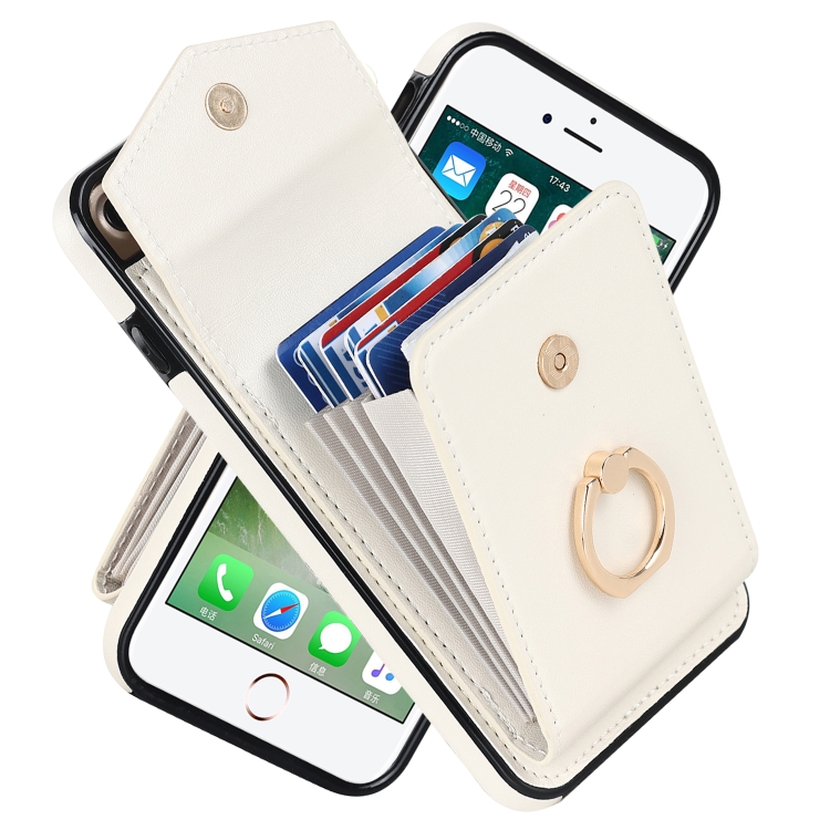 

For iPhone 8 Plus / 7 Plus Anti-theft RFID Card Slot Phone Case(Beige)