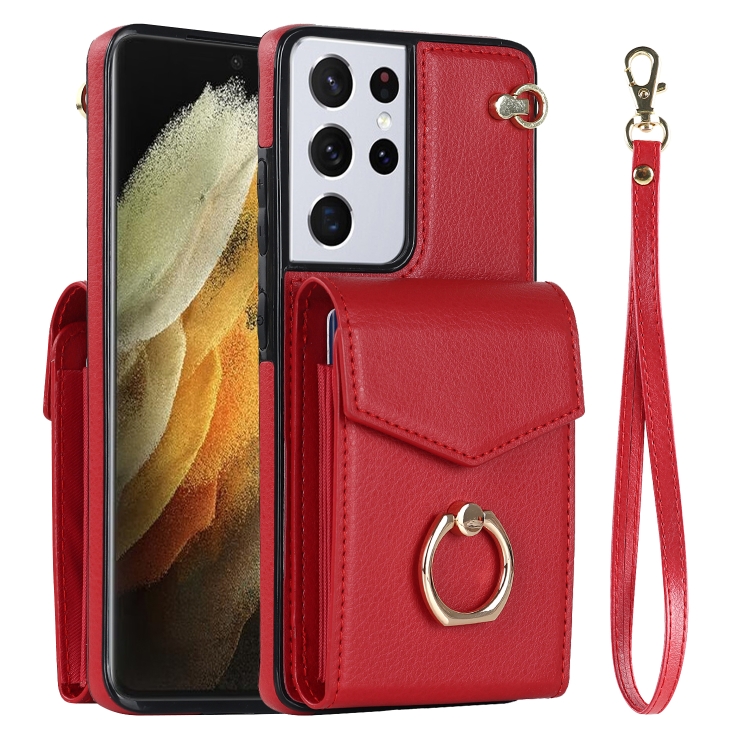 

For Samsung Galaxy S21 5G Anti-theft RFID Card Slot Phone Case(Red)