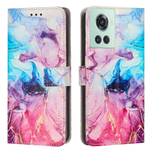 

For OnePlus Ace 5G Painted Marble Pattern Leather Phone Case(Pink Purple)