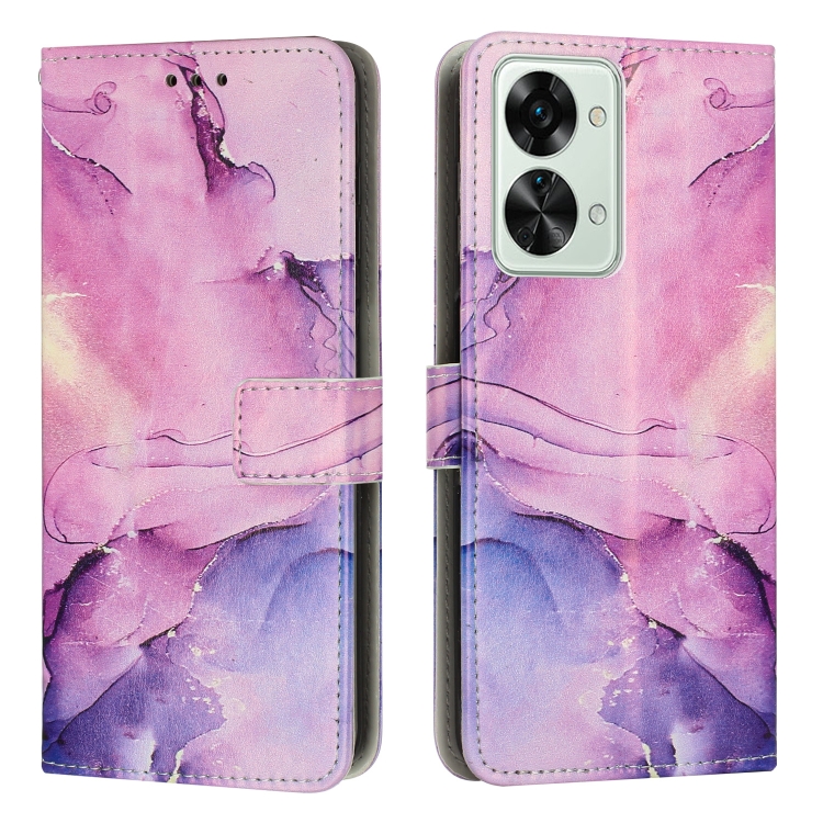 

For OnePlus Nord 2T Painted Marble Pattern Leather Phone Case(Purple)