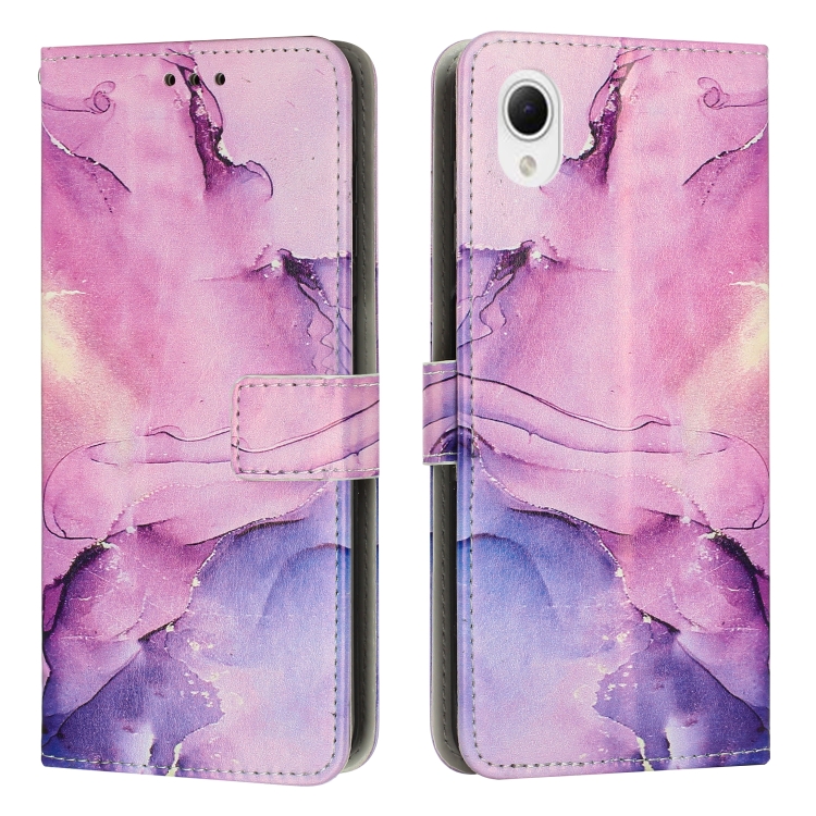 

For Samsung Galaxy A23e Painted Marble Pattern Leather Phone Case(Purple)