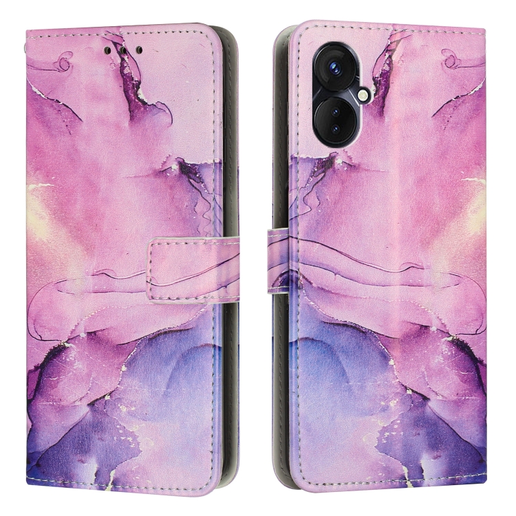

For Tecno Camon 19 Neo Painted Marble Pattern Leather Phone Case(Purple)