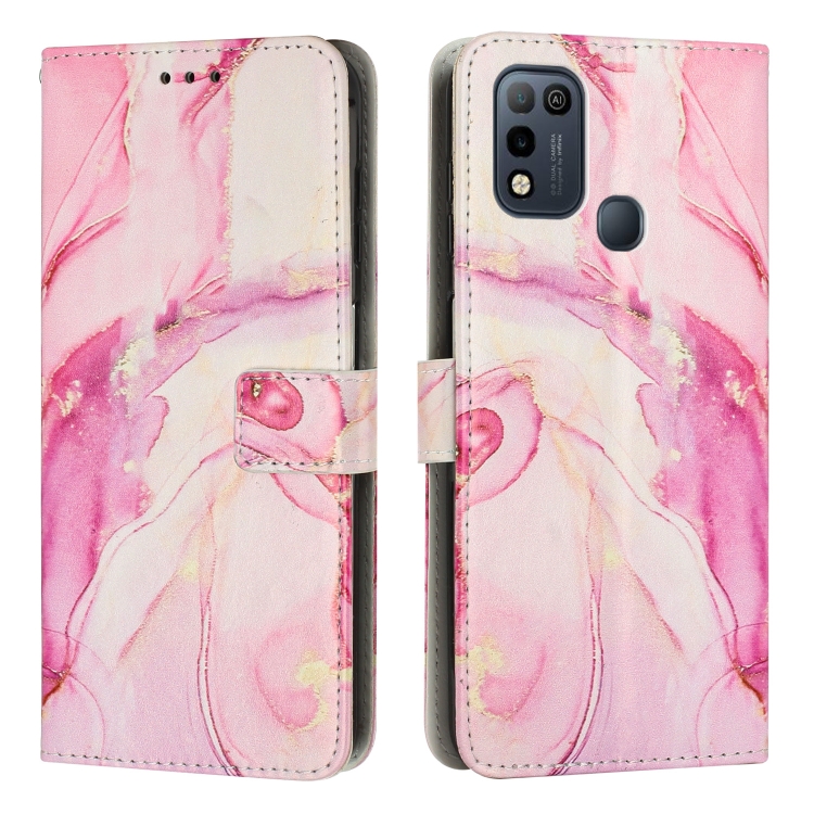 

For Infinix Hot 11 Play Painted Marble Pattern Leather Phone Case(Rose Gold)
