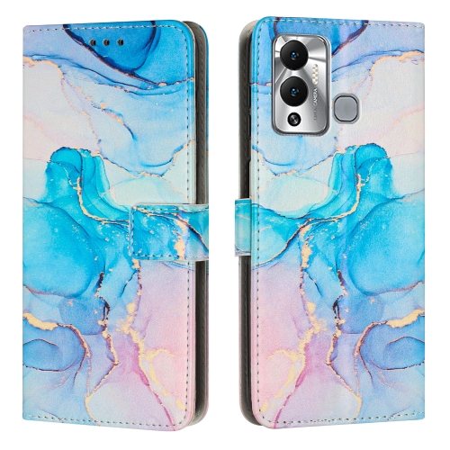 

For Infinix Hot 12 Play Painted Marble Pattern Leather Phone Case(Pink Green)